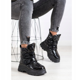 SHELOVET Shiny Snow Boots With Velcro black 2