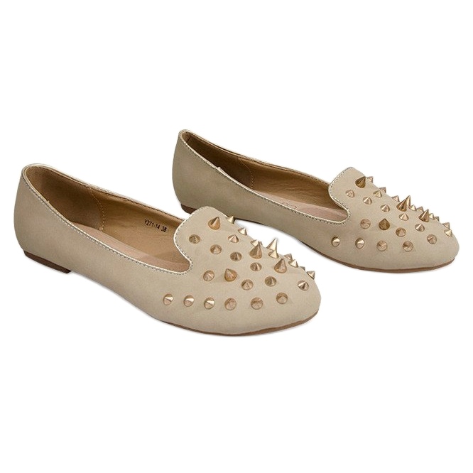 Ballerinas With Studs Y271 Beige Spikes 1