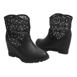 Openwork wedge boots 7010 -16 Black 1