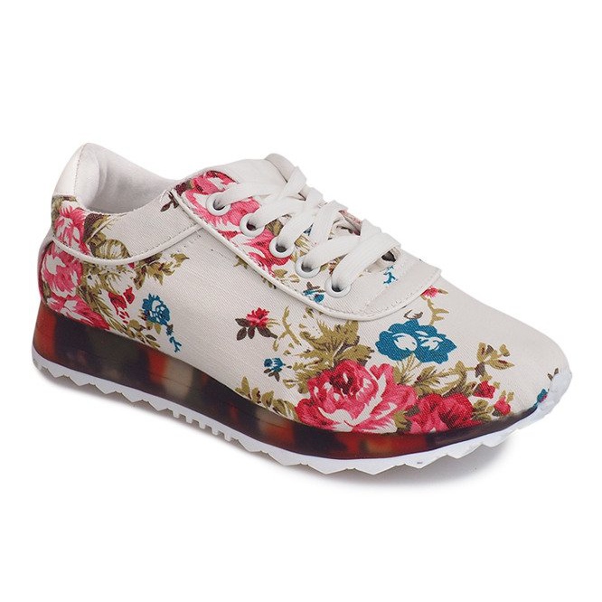 Sports Sneakers With Flowers BL282 White multicolored 2