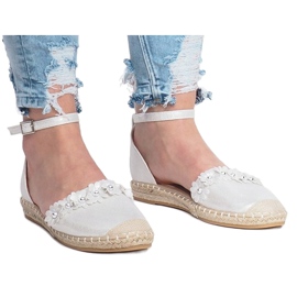 Silver espadrilles with flowers LL6271 1