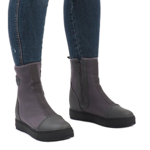 Gray fur-lined boots BOK-1123 grey 1