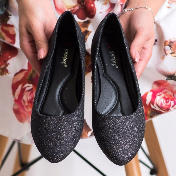 Seastar Glitter ballerinas black silver 1