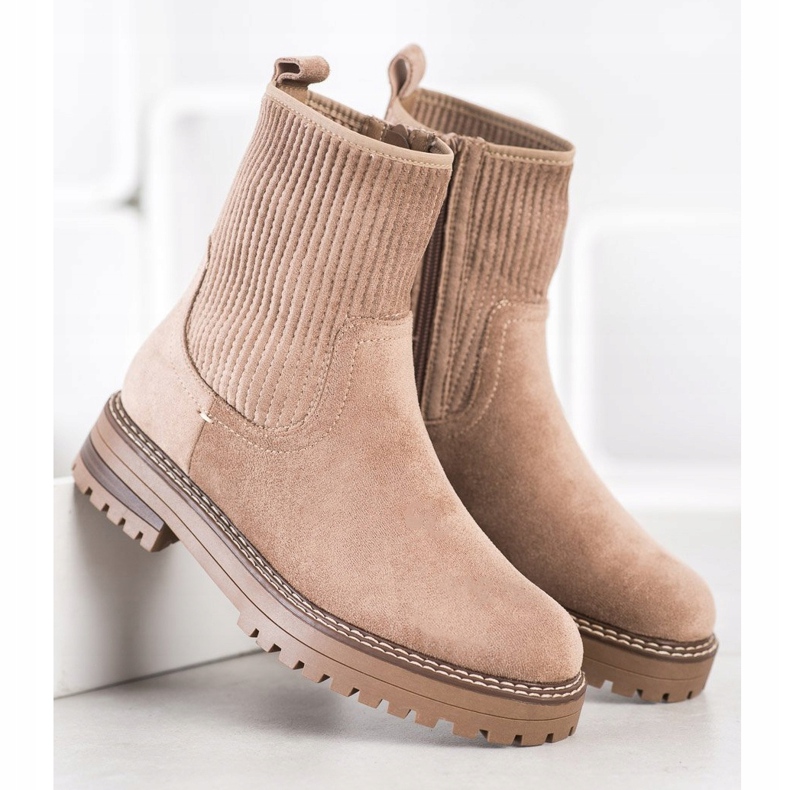 SHELOVET Matching ankle boots on the platform beige 2