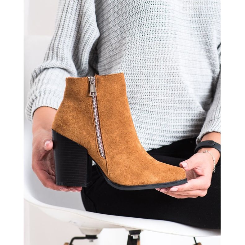 Marquiz Warm boots with a decorative zipper beige yellow 1