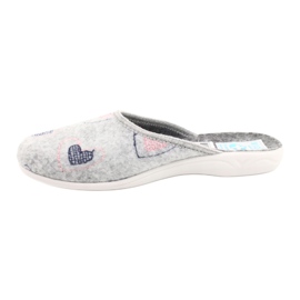 Gray Felt Slippers hearts Adanex 19255 gray pink grey 1