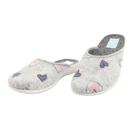 Gray Felt Slippers hearts Adanex 19255 gray pink grey 2