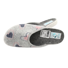 Gray Felt Slippers hearts Adanex 19255 gray pink grey 4