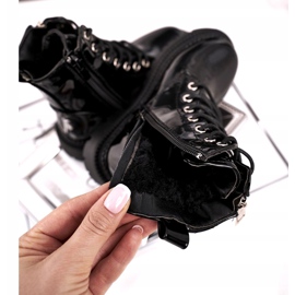 FRROCK Children's Boots Warmed With Fur, Lacquered Black Say You 3
