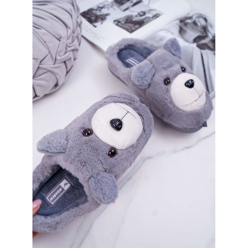 Women's Slippers With Fur Gray Bear grey 2
