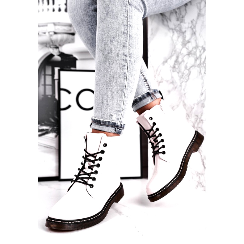 Evento Women's boots, varnished white boots 20bt35-3001 2 Evento Women's boots, varnished white boots 20bt35-3001 2