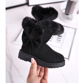FRROCK Black Vella children's snow boots with fur bow 2