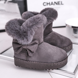 FRROCK Gray Vella children's snow boots with a fur bow grey 1