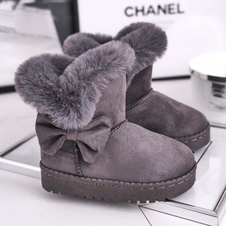 FRROCK Gray Vella children's snow boots with a fur bow grey 1
