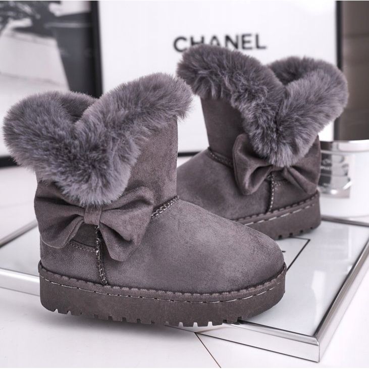 FRROCK Gray Vella children's snow boots with a fur bow grey 2