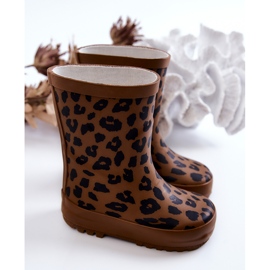 FRROCK Children's brown rubber boots with leopard print Nanny 2
