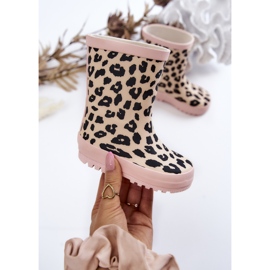 FRROCK Children's rubber rain boots with leopard print, pink Nanny black 1