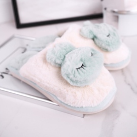 Women's Fur Slippers Light Green Rabbit pink 2