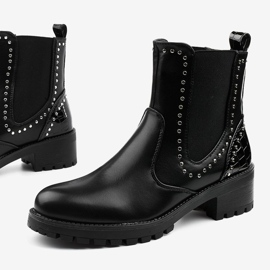 Black insulated boots from Haghill eco-leather silver 1