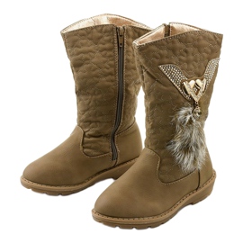 Eilris children's insulated boots for girls beige khaki 2