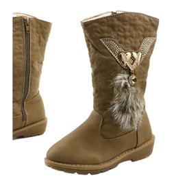 Eilris children's insulated boots for girls beige khaki 1