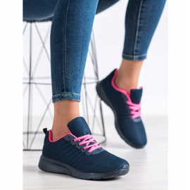 SHELOVET Navy blue sports shoes pink 1