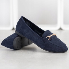 Bestelle Stylish moccasins with ornament navy blue 1