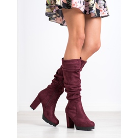 SHELOVET Maroon Boots On The Pillar red 1