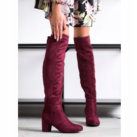 Fashion Maroon suede boots red 1