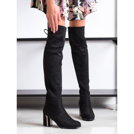 Gogo Thigh-high boots with decorative heel black 1