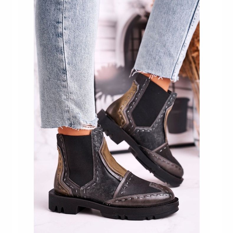 Women's Leather Jodhpur boots Maciejka Gray 04634-03 beige brown grey 1