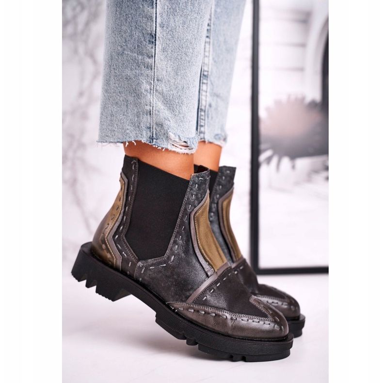 Women's Leather Jodhpur boots Maciejka Gray 04634-03 beige brown grey 2