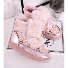 FRROCK Children's Snow Boots With Fur Pink silver 1