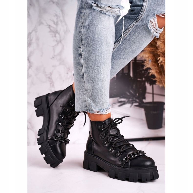 SEA Women's Boots Workers On The Platform Black Chain 1