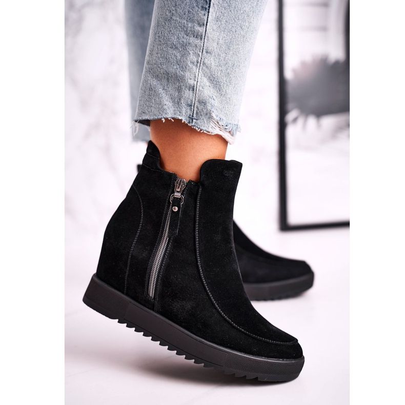 Women's Ankle Boots Suede Black Silvia 1