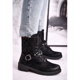 Black Augusta Suede Black Worker Boots With Chain 1