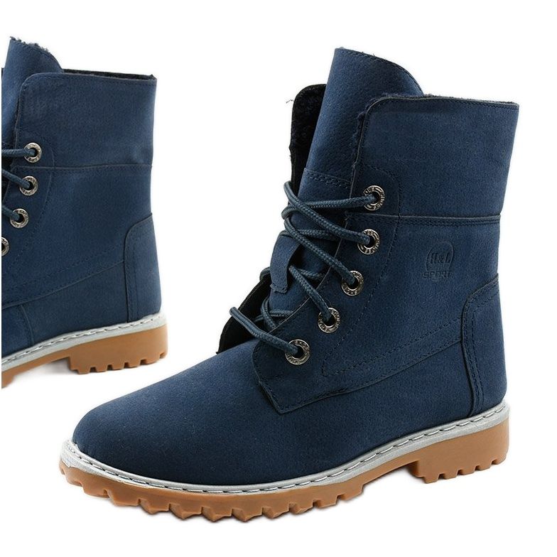 Dark blue, insulated boots, eco-suede Tent navy blue 1