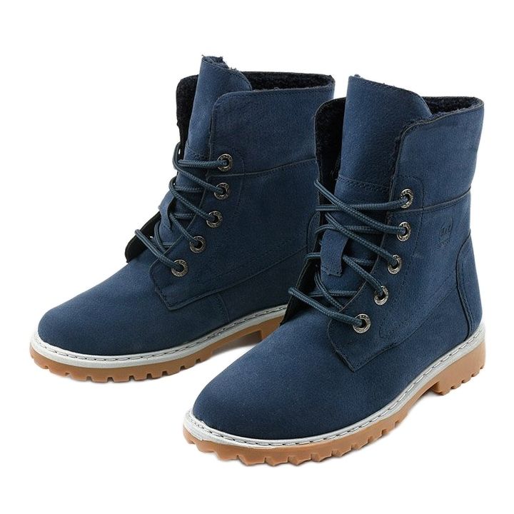 Dark blue, insulated boots, eco-suede Tent navy blue 2