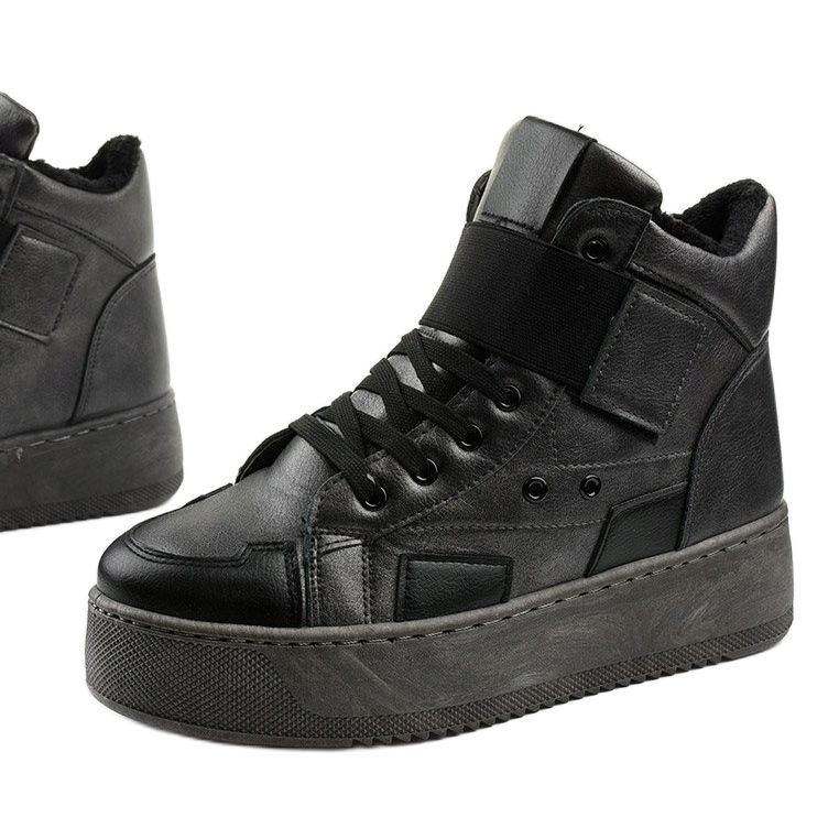 Insulated ankle boots on Riverview black grey 1