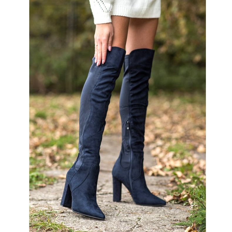 Sweet Shoes High Boots In Spitz navy blue blue 2 Sweet Shoes High Boots In Spitz navy blue blue 2