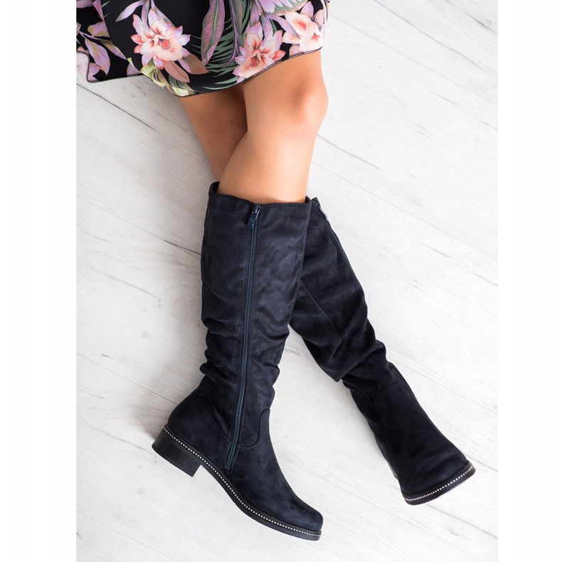 Super Me Boots With Cubic Zirconia navy blue blue 2