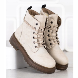SHELOVET Beige Trappers With Eco Leather 1