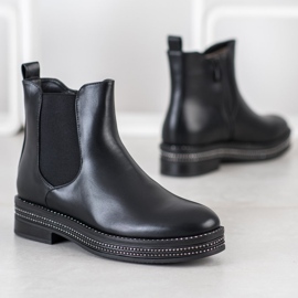 SHELOVET Boots On The Platform With Cubic Zirconia black 2