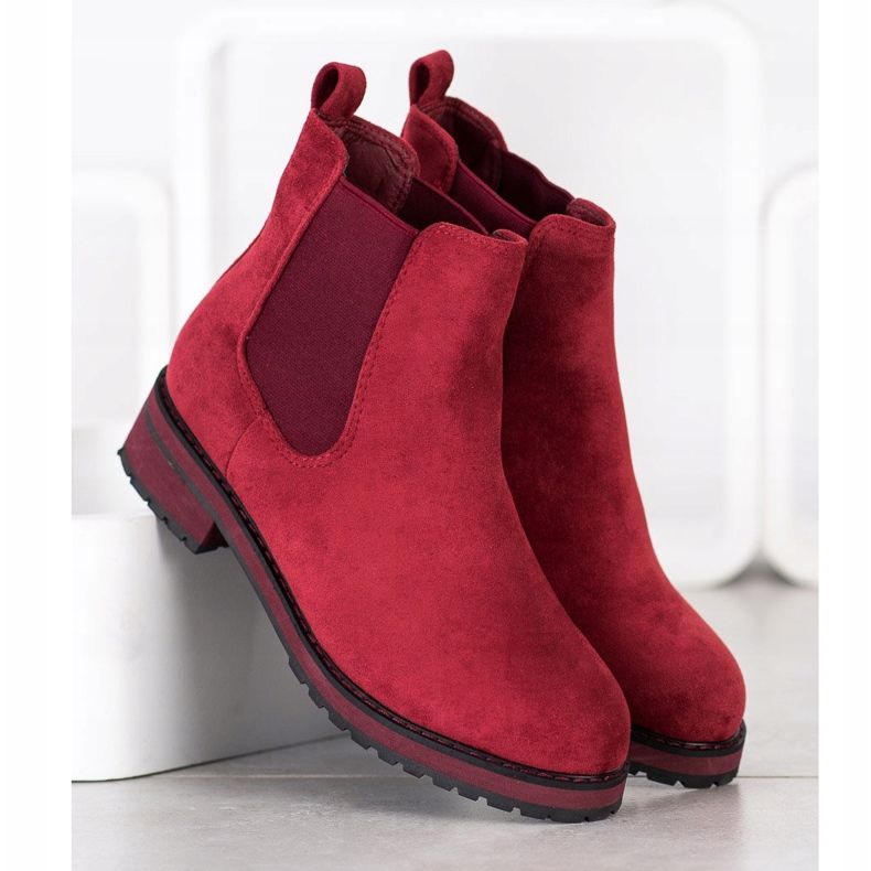 Marquiz Comfortable maroon Chelsea boots red 1