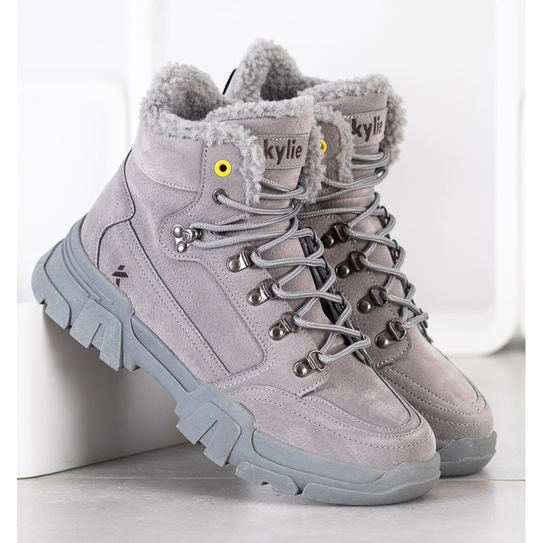 Kylie Trappers With Sheepskin grey 1