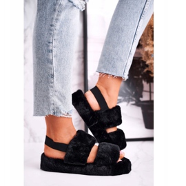 FJ1 Women's Slippers on the Platform Fur Black Cotton Candy 2