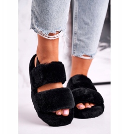 FJ1 Women's Slippers on the Platform Fur Black Cotton Candy 1