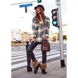 Women's Leather Snow Boots With Fur Black Snow Fox 1