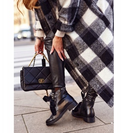 MSMG Women's Boots With Metal Pearls Warm Perla Ribbon black 2