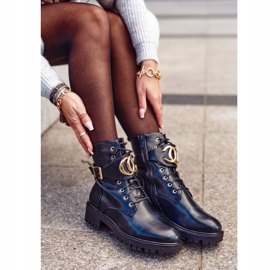 PS1 Women's Boots Lace-up Workers Black Gold 2